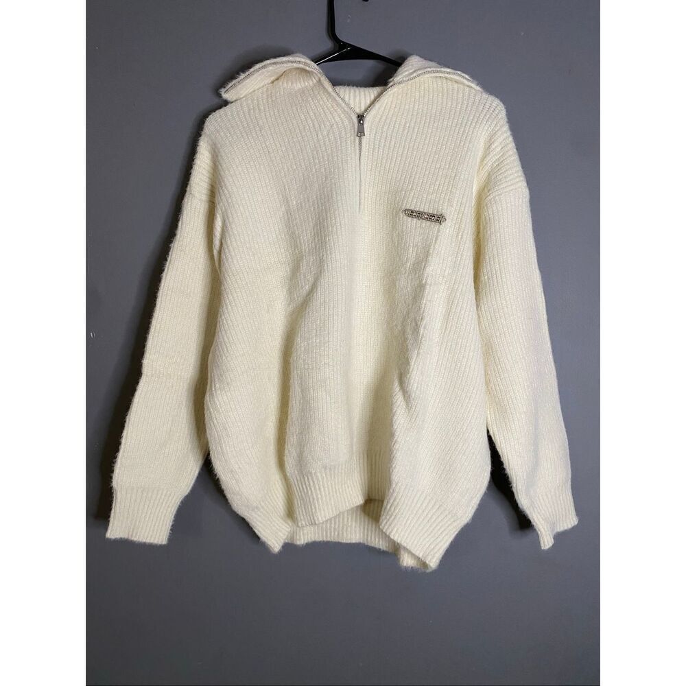 Aelfric Eden White Cowl Turtle Neck 1/4 Zip Sweater Size Small NWT